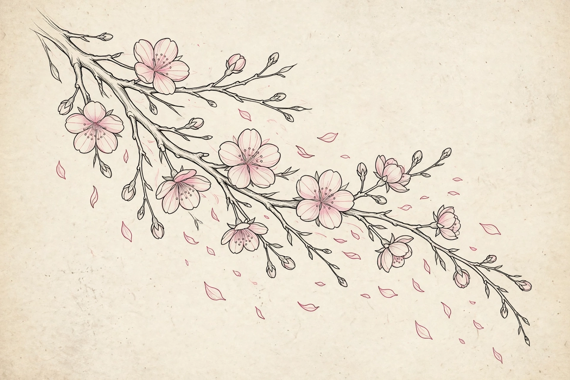 Cherry Blossoms thigh tattoo for women
