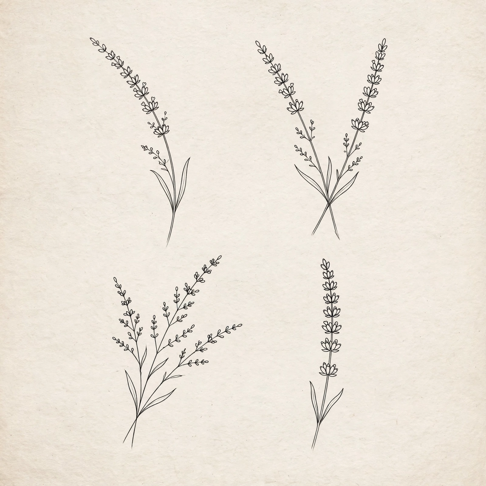 Lavender Sprigs thigh tattoo for women