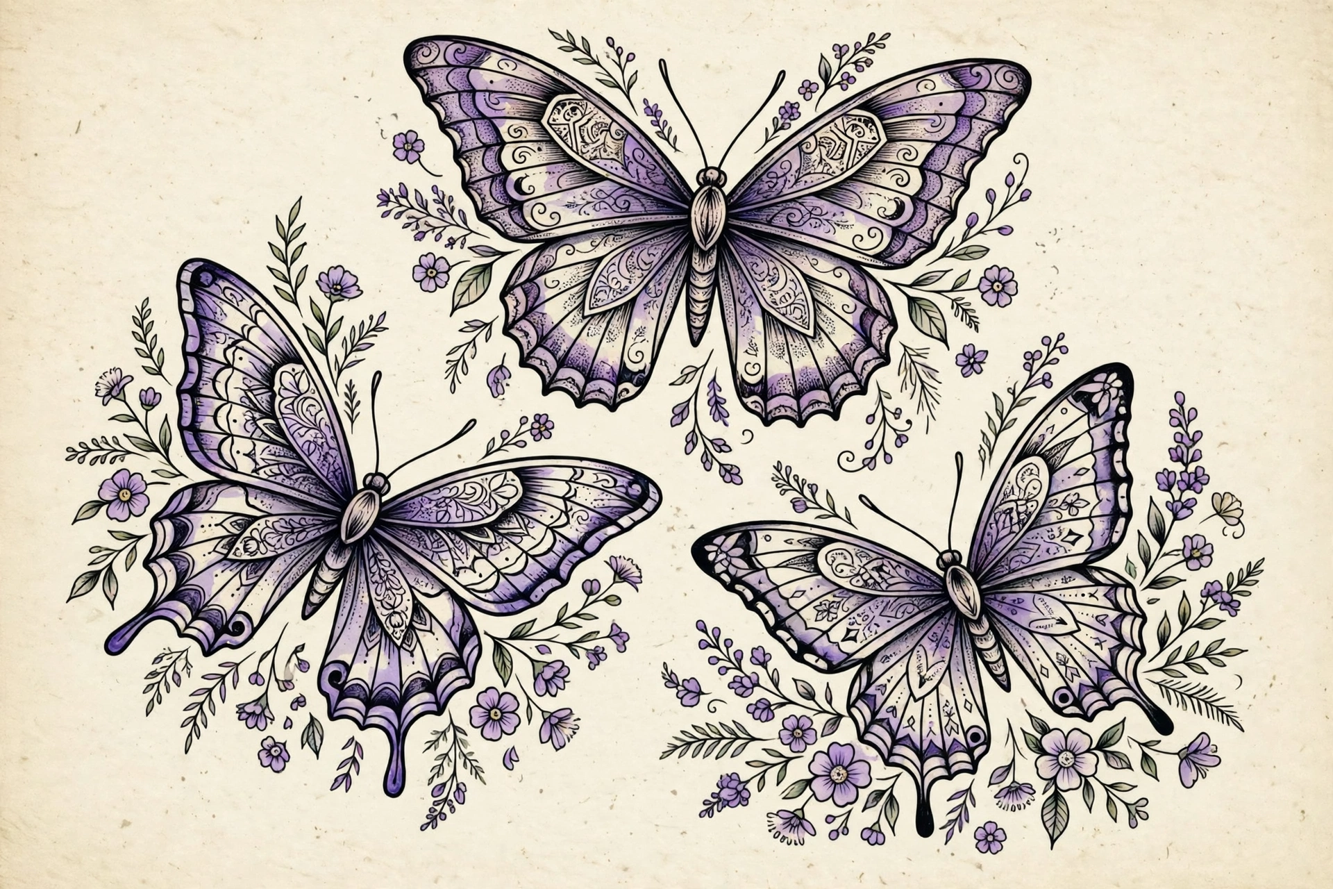 Butterflies thigh tattoo for women