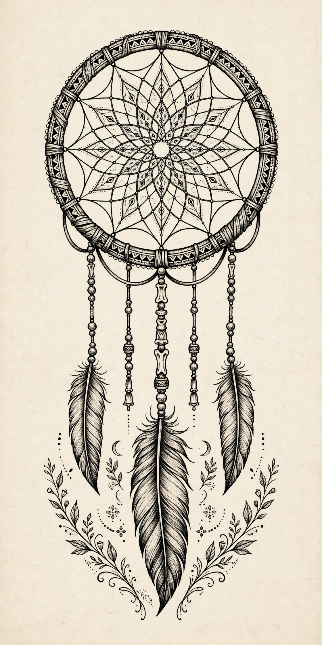 Dreamcatchers thigh tattoo for women