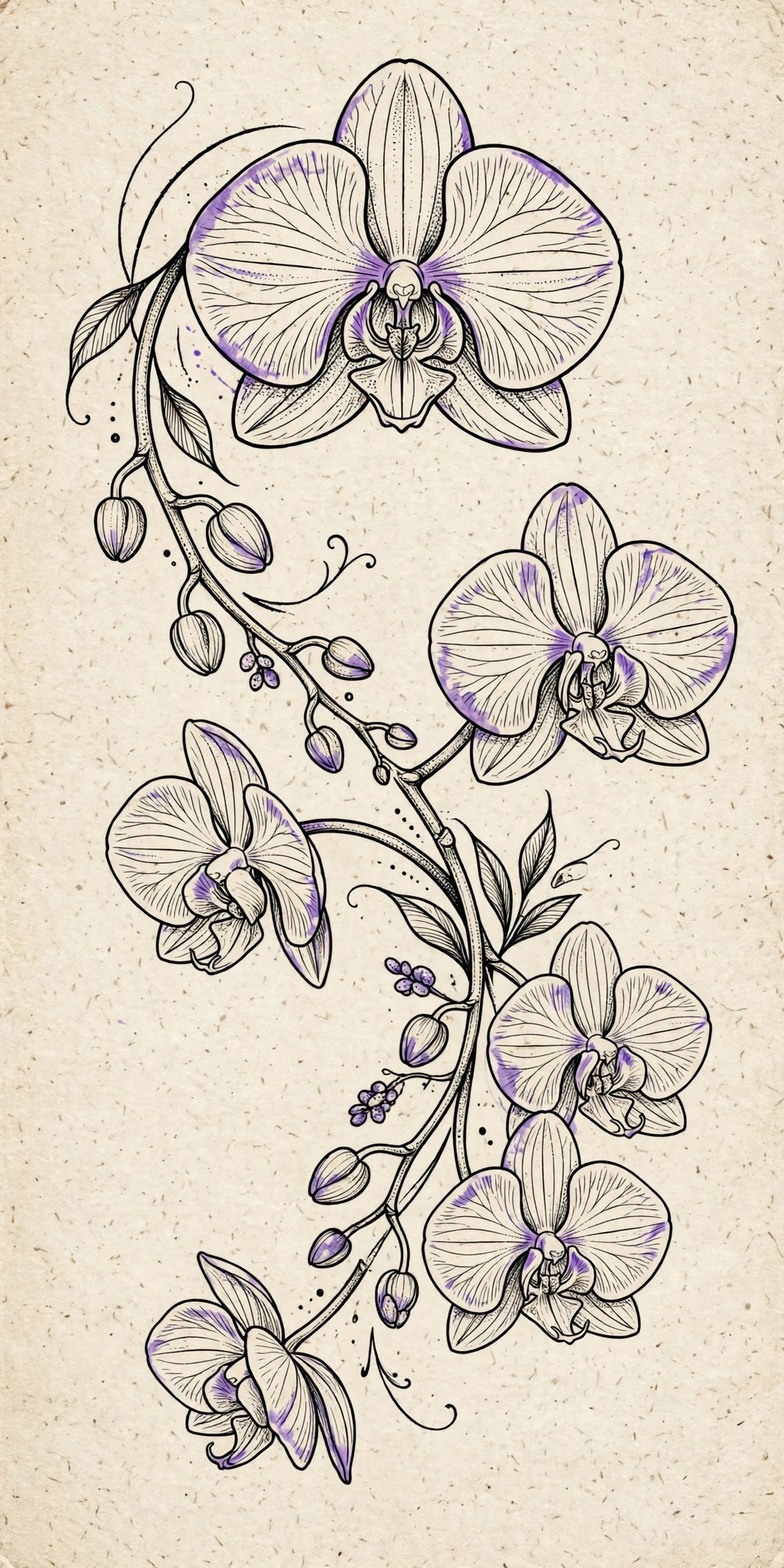 Orchids thigh tattoo for women