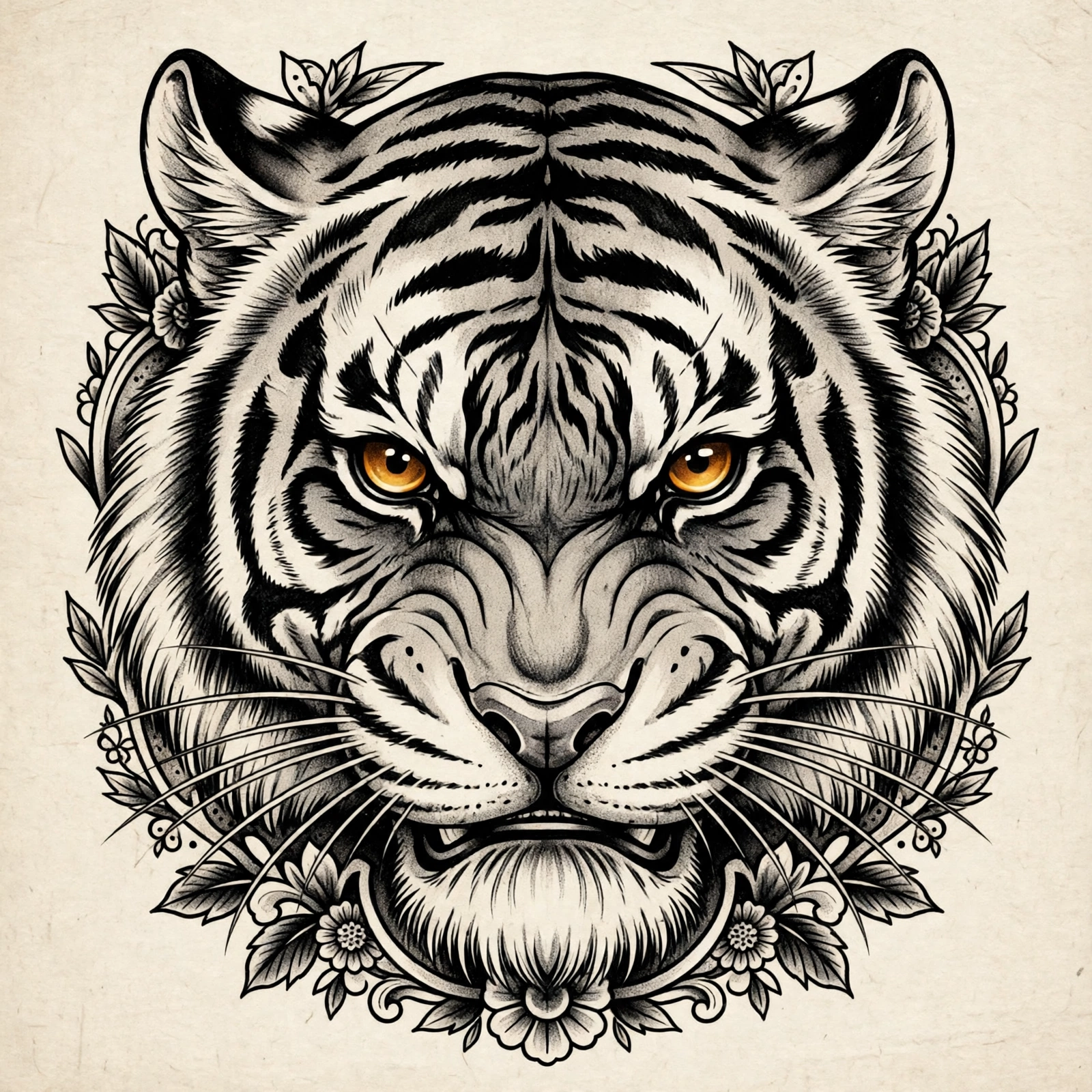 Tigers thigh tattoo for women