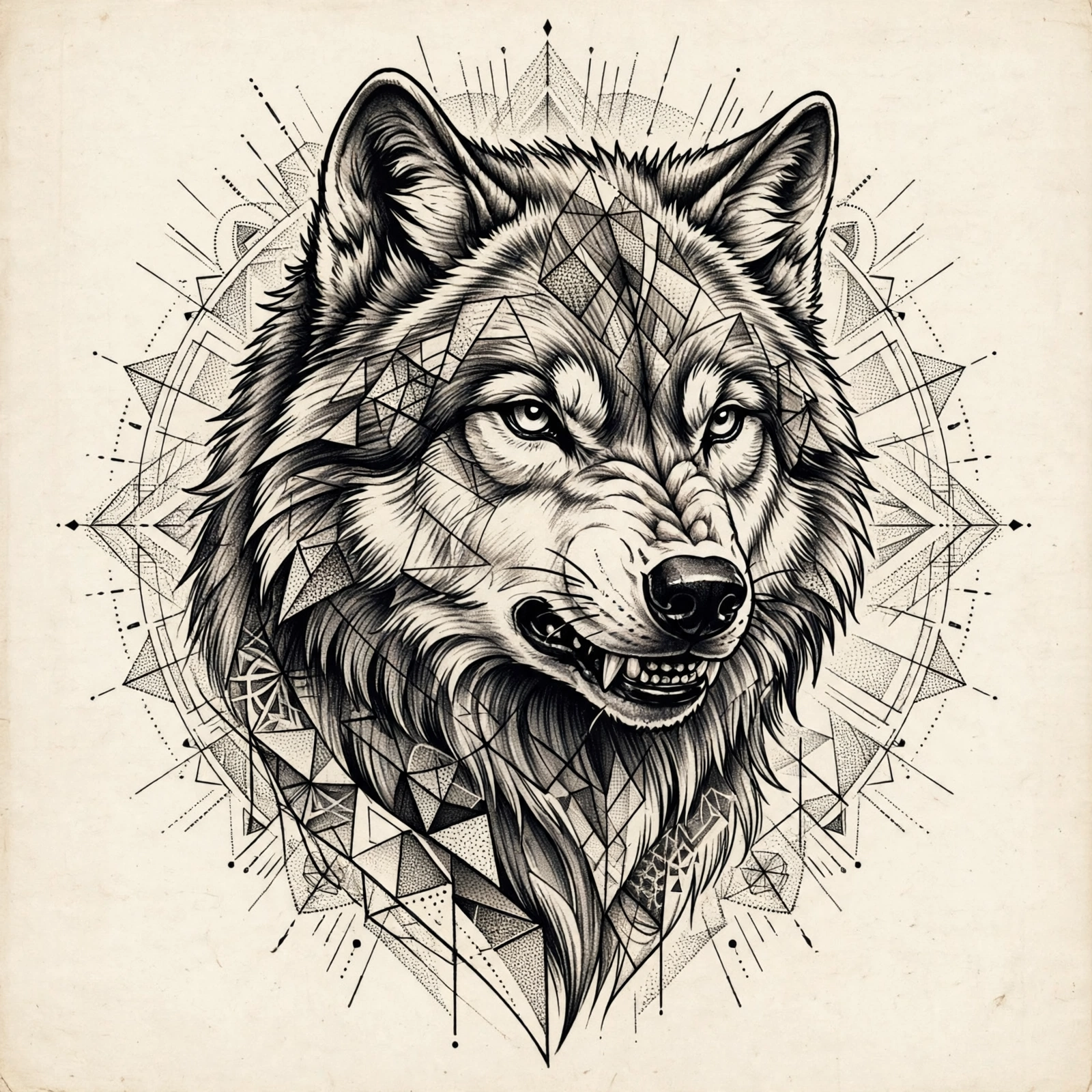 Wolves thigh tattoo for women