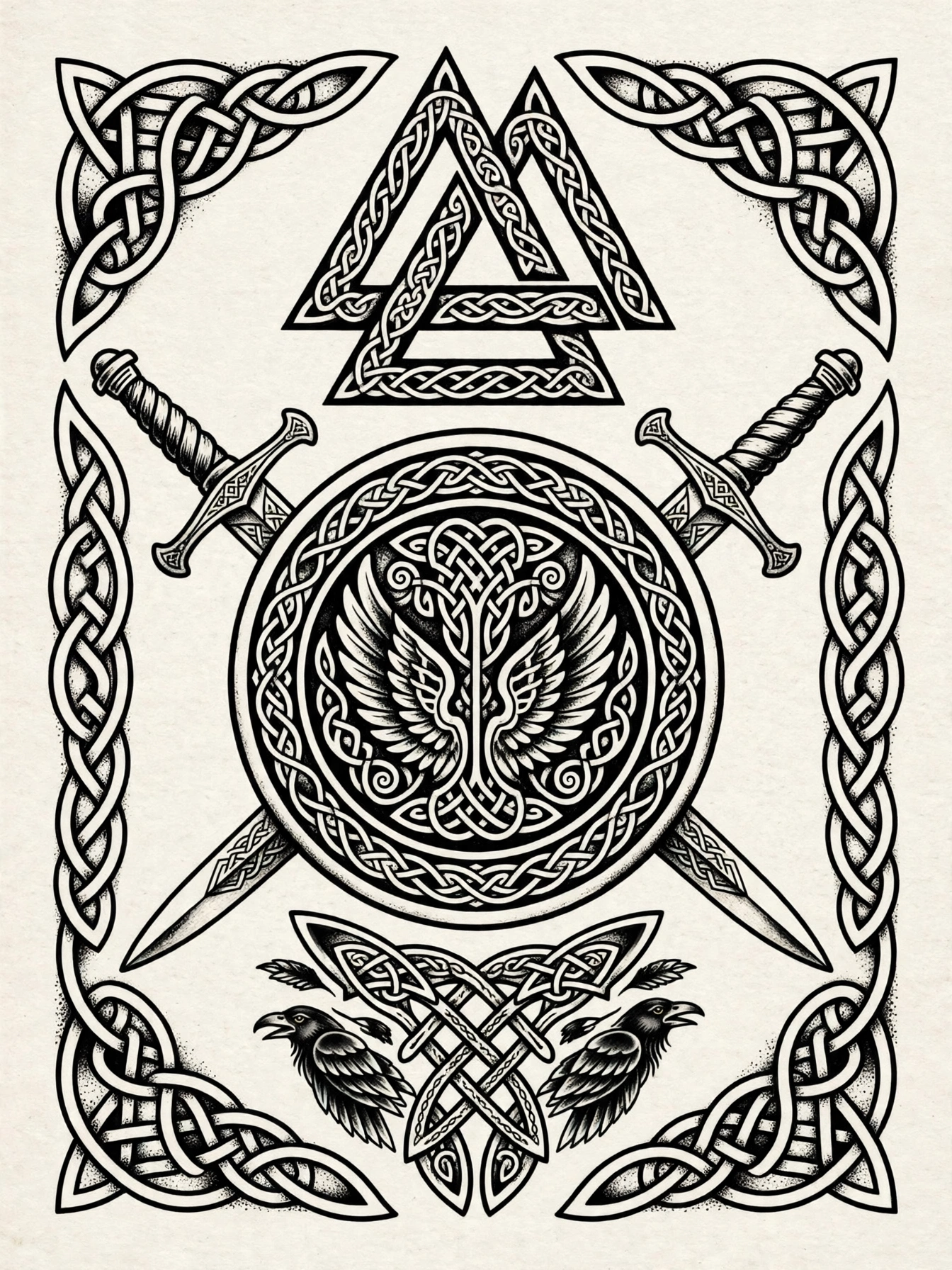 Warrior Symbols thigh tattoo for women