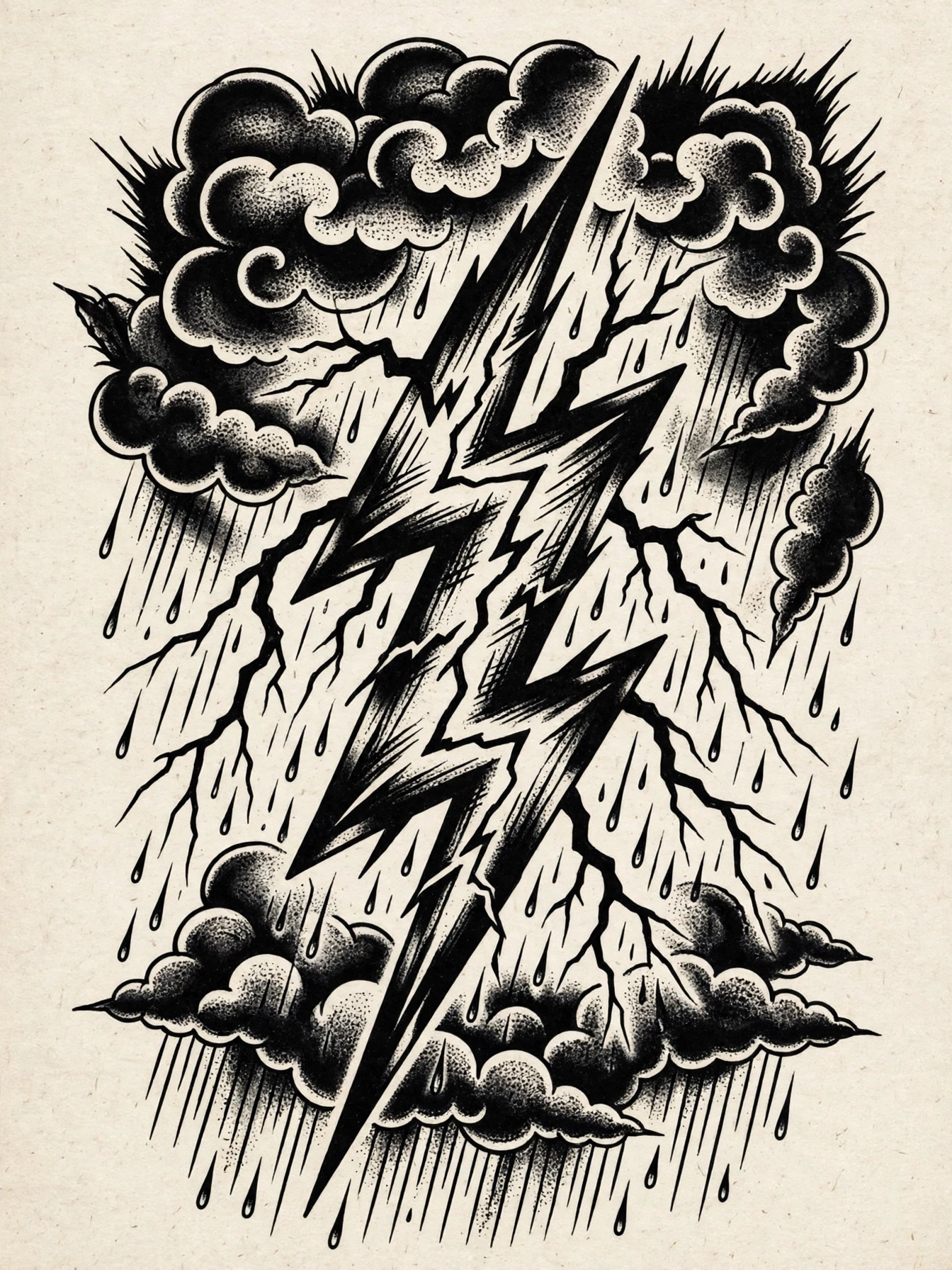 Lightning and Storms thigh tattoo for women