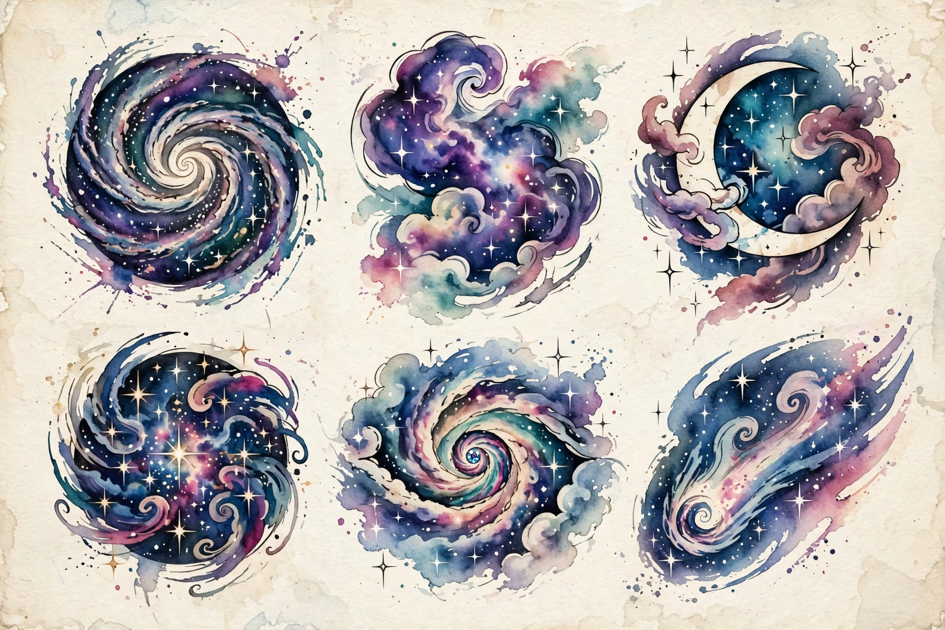 Galaxies thigh tattoo for women