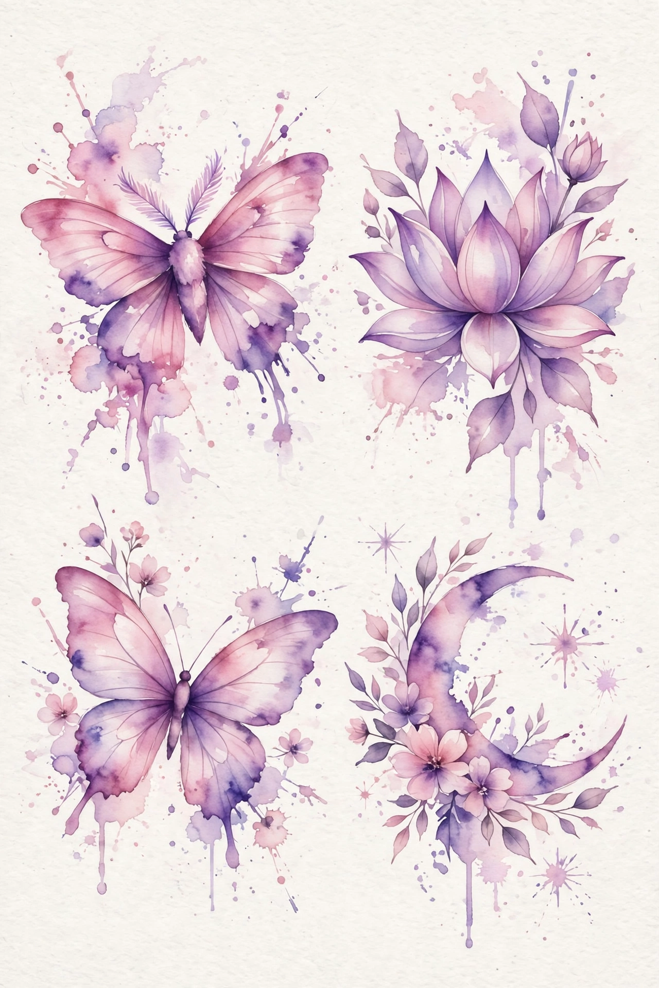 Watercolor Splashes thigh tattoo for women