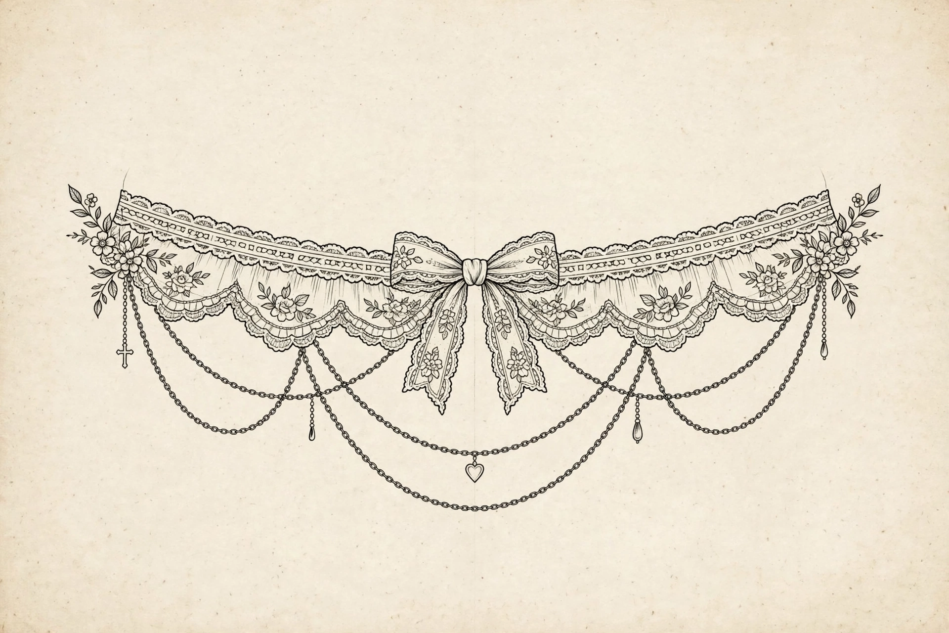 Garter and Chain Bands thigh tattoo for women