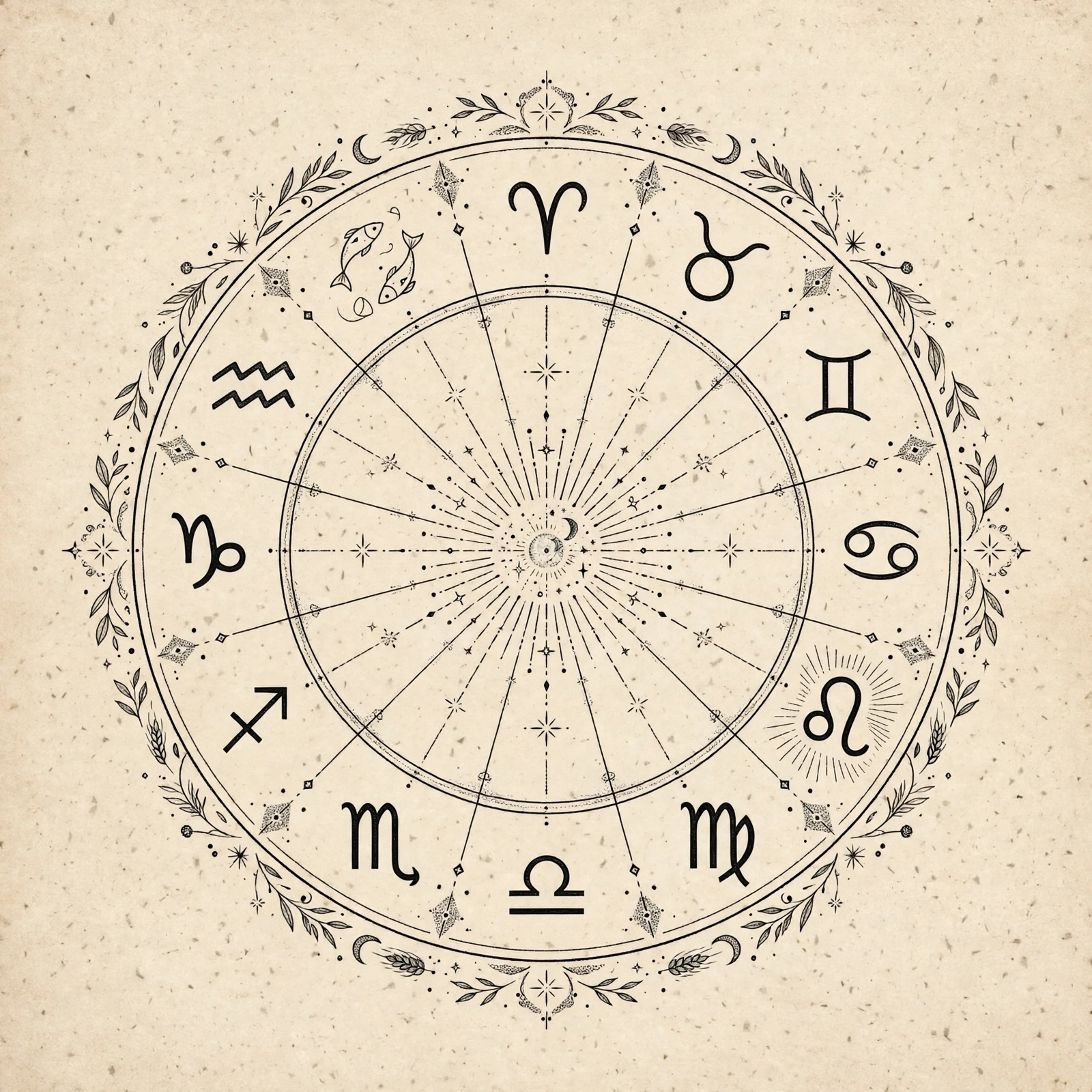 Zodiac Wheels thigh tattoo for women